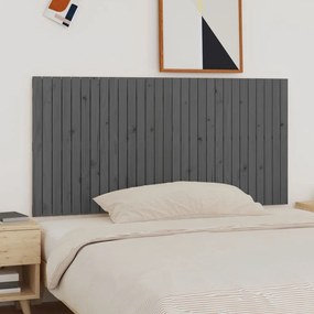 Testiera Da Parete Grigia 185x3x90 Cm İn Legno Massello Di Pino /