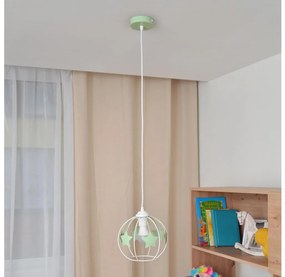 Lampadario a sospensione per bambini STARS 1xE27/15W/230V verde/bianco