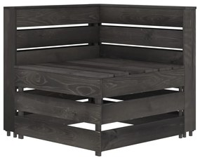 Set Salotto da Giardino 6 pz in Legno di Pino Impregnato Grigio