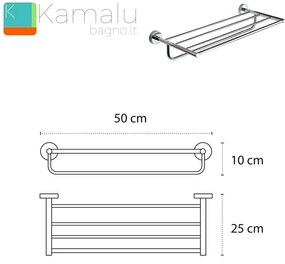 Kamalu - portsalviette a barre per hotel 50cm in acciaio inox | mira-c