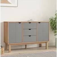 Credenza OTTA Marrone e Grigio 113,5x43x73 cm in Legno di Pino 348592