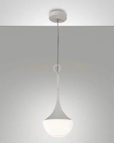 Apollo sospensione bianca 1 luce attacco e27 d.20cm in metallo e vetro