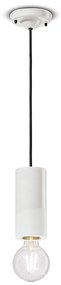 Sospensione Media Vintage Decò Pi Ceramica Bianco Grezzo 1 Luce E27