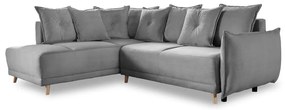 Divano letto in velluto a coste grigio (angolo sinistro) Lazy Lukka - Miuform