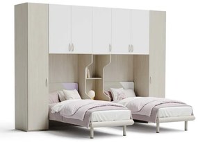 Cameretta David linea Fly finitura Cenere Wood, Bianco e Malva