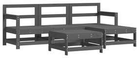 Set salotto da giardino 5 pz grigio in legno massello di pino