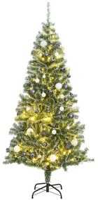 Albero di Natale Artificiale con 300 LED Palline e Neve, Albero di Natale Artificiale con 300 LED Palline e Neve 180 cm