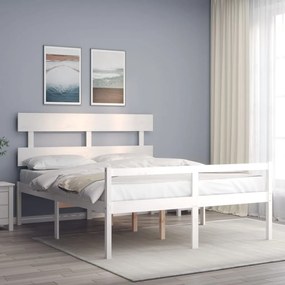 Letto per Anziani con Testiera Bianco King Legno Massello