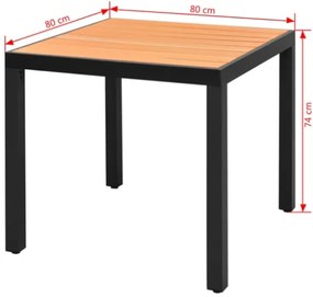 Tavolo da Giardino Marrone 80x80x74 cm cm in Alluminio e WPC