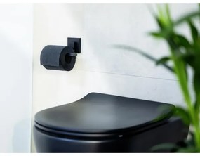 WENKO 71447800 - Porta rotolo per carta igienica VACUUM-LOC QUADRO ED 14x11 cm nero