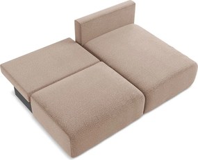 Divano angolare marrone chiaro allungabile/con contenitore (con penisola a destra) Kalena – Makamii