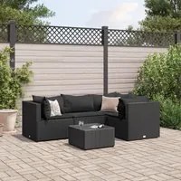 Set Divani da Giardino 5 pz con Cuscini Nero in Polyrattan 3308083