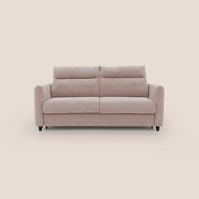 Peonia divano letto scandinavo con materasso H18 cm e morbido e alto schienale in tessuto Bouclé impermeabile T07 rosa