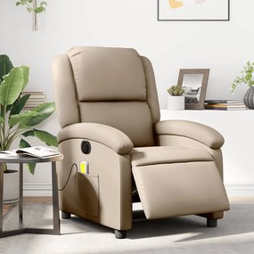 Poltrona reclinabile massaggio elettrica cappuccino similpelle