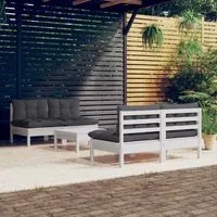 Set Divani da Giardino 5 pz con Cuscini Antracite Legno di Pino 3096005