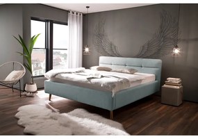 Letto matrimoniale imbottito blu con contenitore e griglia 180x200 cm Lotte - Meise Möbel