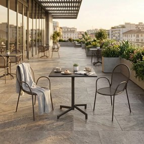 OPERA - set tavolo in metallo cm 70 x 70 x 73 h con 2 poltrone Maris