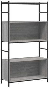 Libreria grigio sonoma 80x30x145,5 cm legno multistrato e ferro