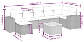 Set Divani da Giardino con Cuscini 8 pz Nero in Polyrattan