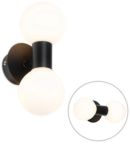 Lampada da parete moderna nera IP44 2 luci - Cederic