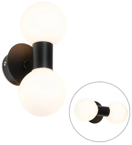 Lampada da parete moderna nera IP44 2 luci - Cederic