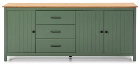 Cassettiera bassa in legno di pino di colore verde-naturale 190x80 cm Miranda - Marckeric