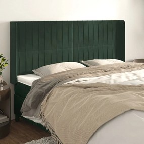 Testiera Ad Orecchio Verde Scuro 163x16x118/128 Cm İn Velluto /