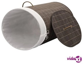 vidaXL Cesto Portabiancheria in Bambù Ovale Marrone Scuro