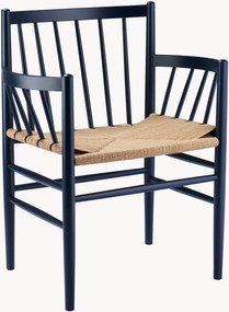 Sedia con braccioli in legno di faggio tessuta a mano J81