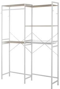 Scaffale sopra lavatrice bianco con ripiani e cestello in kit di montaggio