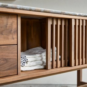 Tikamoon - Consolle Isaure in legno di noce massello e battuto di terrazzo premium