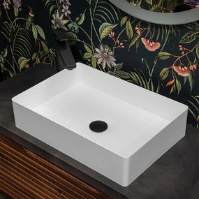 Lavabo da appoggio rettangolare 58x38 cm in acciaio inox bianco opaco Goya