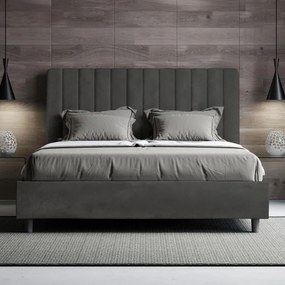 Letto matrimoniale e rete 160x200 in microfibra grigio Agueda