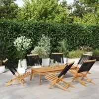 Sedie da Giardino Pieghevoli 6pz Nere Legno Massello di Acacia 3214629