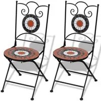 Sedie da Bistrot Pieghevoli 2 pz Ceramica Terracotta e Bianco cod mxl 14113