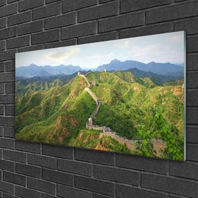 Quadro su vetro Paesaggio delle montagne della Grande Muraglia 100x50 cm