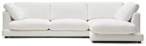 Kave Home - Divano Gala a 4 posti con chaise longue destra bianco 300 cm