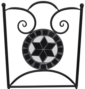 Set da bistrot 3 pz in piastrelle di ceramica nero e bianco