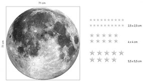 Adesivo decorativo da parete - luna con le stelle 71 cm