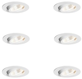 Set di 6 faretti da incasso bianchi 6,8 cm con LED 750 lm dimmerabili IP23 - Gaius