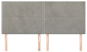 Testiera 4 pz grigio chiaro 80x5x78/88 cm in velluto