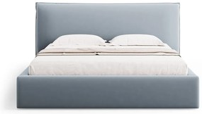 Letto matrimoniale imbottito azzurro con contenitore e doghe 140x200 cm Elio - Milo Casa