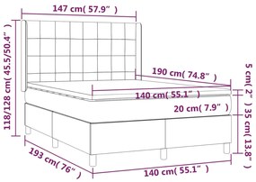 Letto a Molle con Materasso e LED Nero 140x190 cm in Tessuto