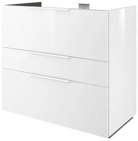 Mobile da bagno a terra sotto lavabo L 90 x H 84 x P 48 cm bianco laccato lucido, 3 cassetti SENSEA Neo Frame