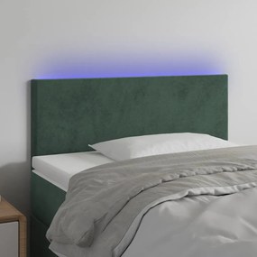 Testiera A Led Verde Scuro 90x5x78/88 Cm İn Similpelle /