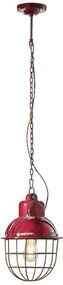 Lampadario Industrial Ferro E Ceramica Con Rete Vintage Bordeaux 1 Luce E27 26Cm
