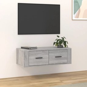 Mobile tv pensile grigio sonoma 80x36x25cm in legno multistrato