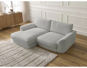 Divano angolare grigio chiaro (con penisola a sinistra/con chaise lounge) con rivestimento in bouclé Leonore – Bobochic Paris