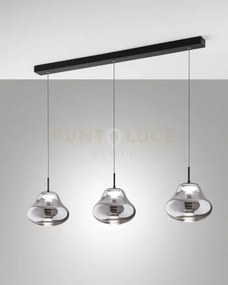 Deva sospensione fume' 3 luci lineare  a led cct 2700k - 3000k - 40...