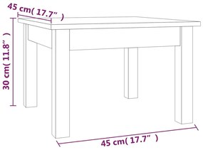 Tavolino da Salotto Bianco 45x45x30 cm Legno Massello di Pino